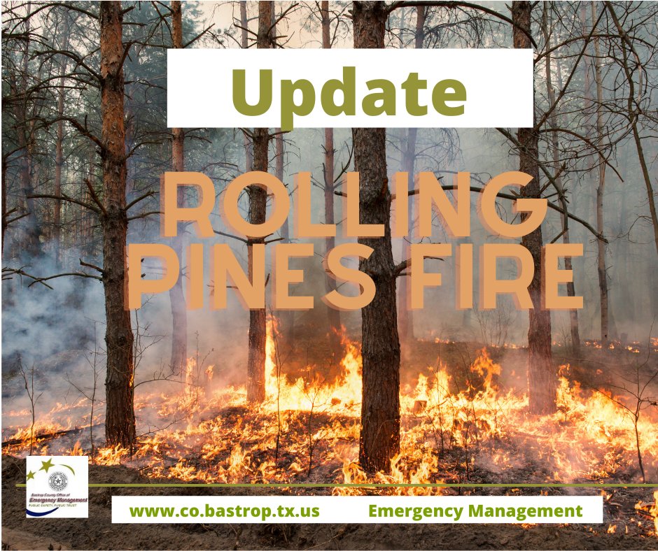 Today’s Bastrop Rolling Pines Fire is burning along Power Plant Road towards Lake Bastrop South Shore.