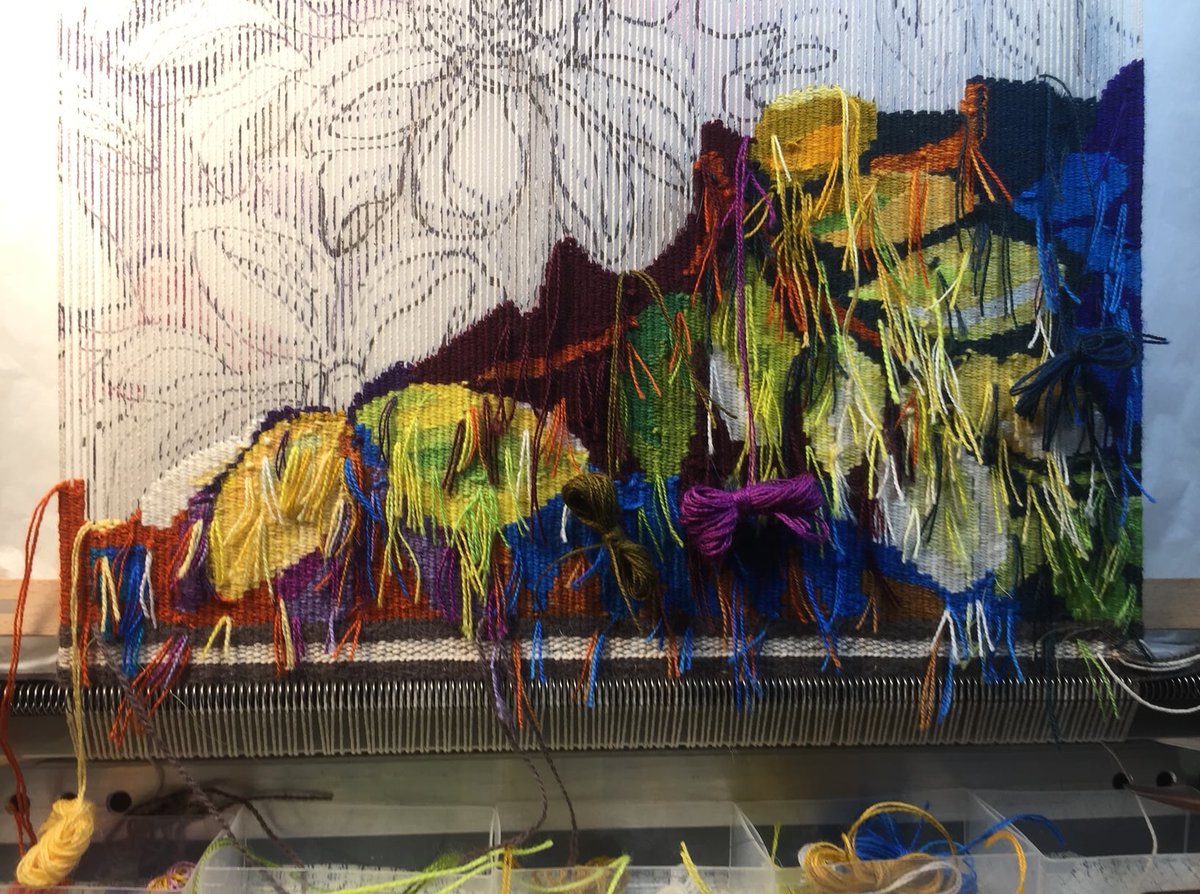 britishtapestry's tweet photo. This is what is on my loom at the moment. I can only send one photo as
I’m weaving from the back and the cartoon is stitched behind it. Liz Jones
#Britishtapestrygroup #whatsonyourloom https://t.co/Zpx2cLbarh