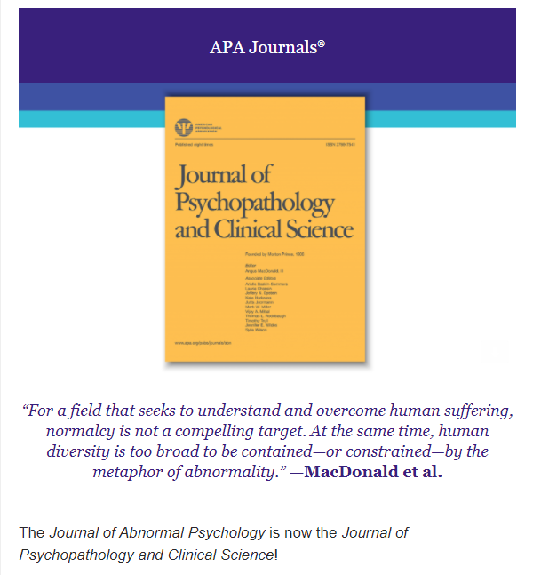 JonSchaeferPhD's tweet photo. Really glad to see this change!
 
Especially since data from longitudinal studies suggest upwards of 70-80% of the population will meet criteria for a psychiatric disorder at some point. These conditions really aren't that "abnormal". 

Kudos @DrMacDonald3rd! https://t.co/LUxV6hvzTv