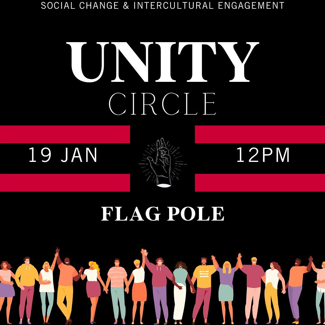 Join us at the Flagpole at noon tomorrow for Unity Circle. #DreamWeek