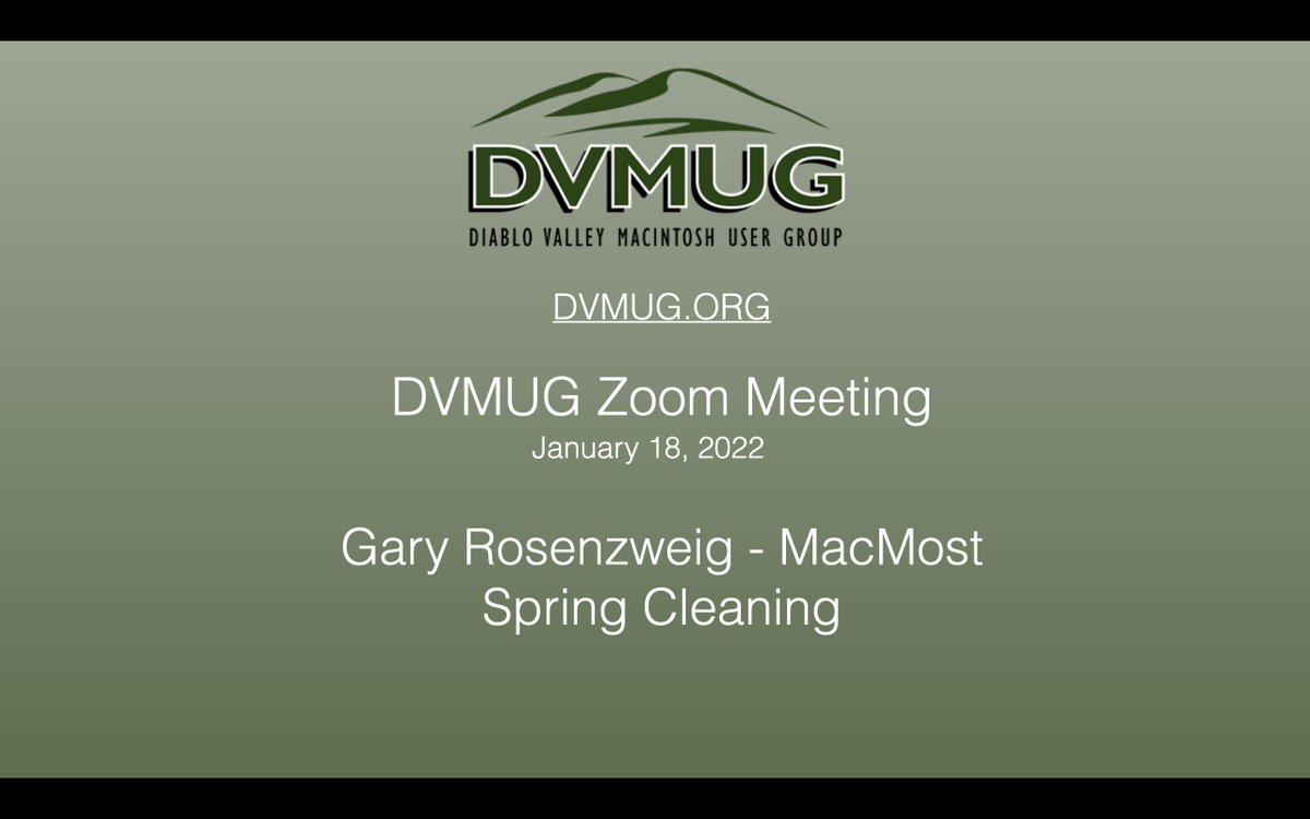 DVMUG's tweet image. DVMUG Zoom Meeting 1-18-22 on YouTube
youtu.be/GDYUFcFeUBU
@macmost Mac Most - Spring Cleaning