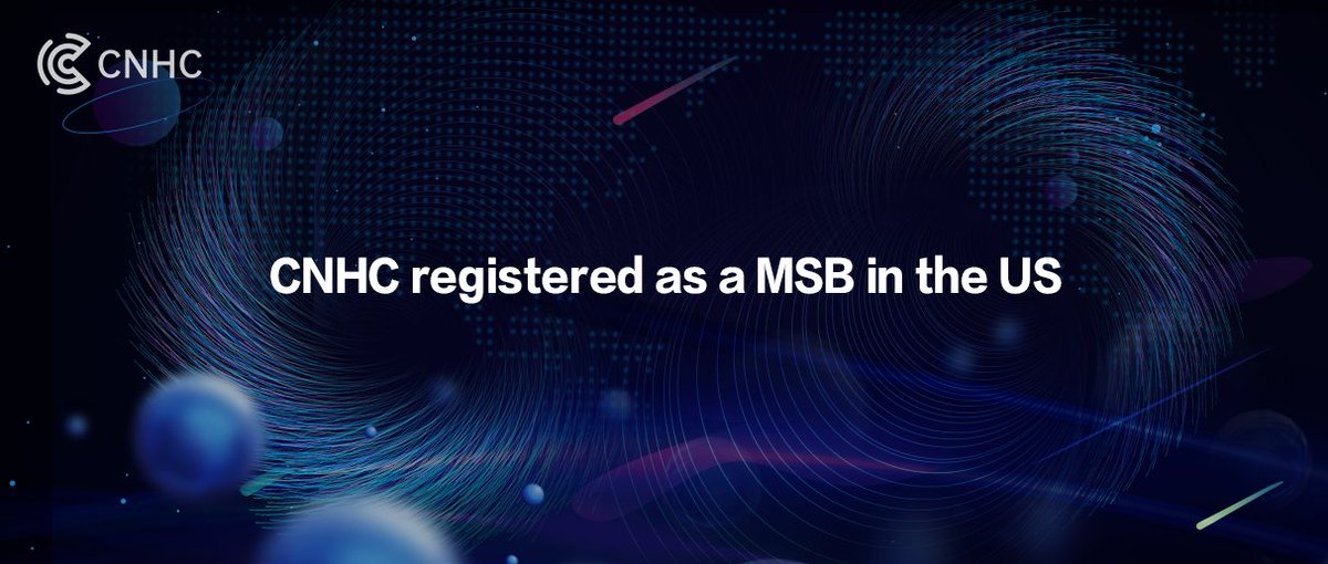 @CNHC #registered as a #Money #Service #Business in the #US

CNHC goal to become the world’s preferred method for #international #trade #settlement is getting closer! We’re proud to announce that @CNHC is now officially #registered as a #MSB in the #USA.