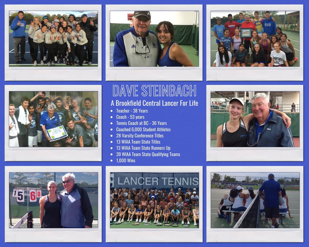 The Brookfield Central Lancer family is deeply saddened to share that teacher, coach, mentor and friend, Dave Steinbach, passed away on January 17, 2022.  Coach Steinbach exemplified everything that is positive about involvement in high school sports. He will be missed.
