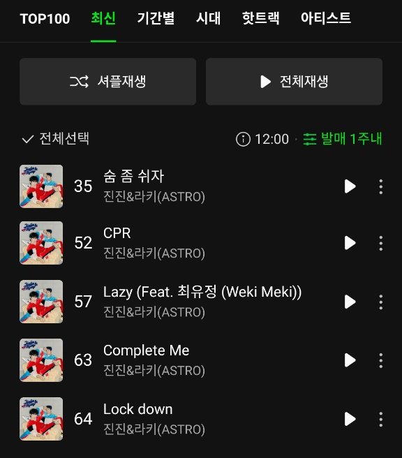 Wullove's tweet photo. 서양수박 최신 챠트(발매 1주내)💜
Restore 앨범 곡들 좌라락~~😲👍
반갑다ㅠㅠ 얘들아~~~❣❣❣

#Restore_JINROCK #숨좀쉬자
#JINJIN_ROCKY #진진 #라키
#JINJIN #ROCKY #아스트로 #ASTRO https://t.co/pPxhKG8IhC