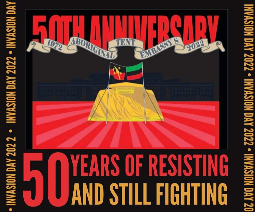 sydneyancoms's tweet photo. Next week Wednesday, there will be an Invasion Day march starting at Sydney Town Hall at 10am, in solidarity with the Tent Embassy which has stood in Canberra for 50 years. We encourage everyone to come out if you're able!

#InvasionDay2022

FB link: https://t.co/aNdkeTKs5X https://t.co/84aL2g9xjL