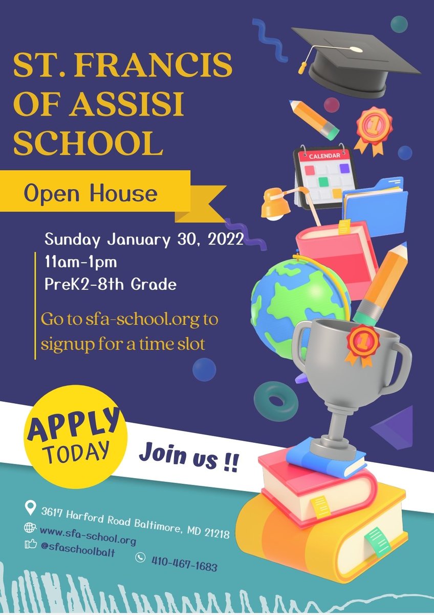 CSW is approaching, so SAVE THE DATE  Sunday, January 30, 2022. Mass begins at 9:30 am, followed by our OPEN HOUSE @ 11am for prospective families. Go to sfa-school.org to pick a time slot for a tour of the school along with a faculty and staff meet and greet