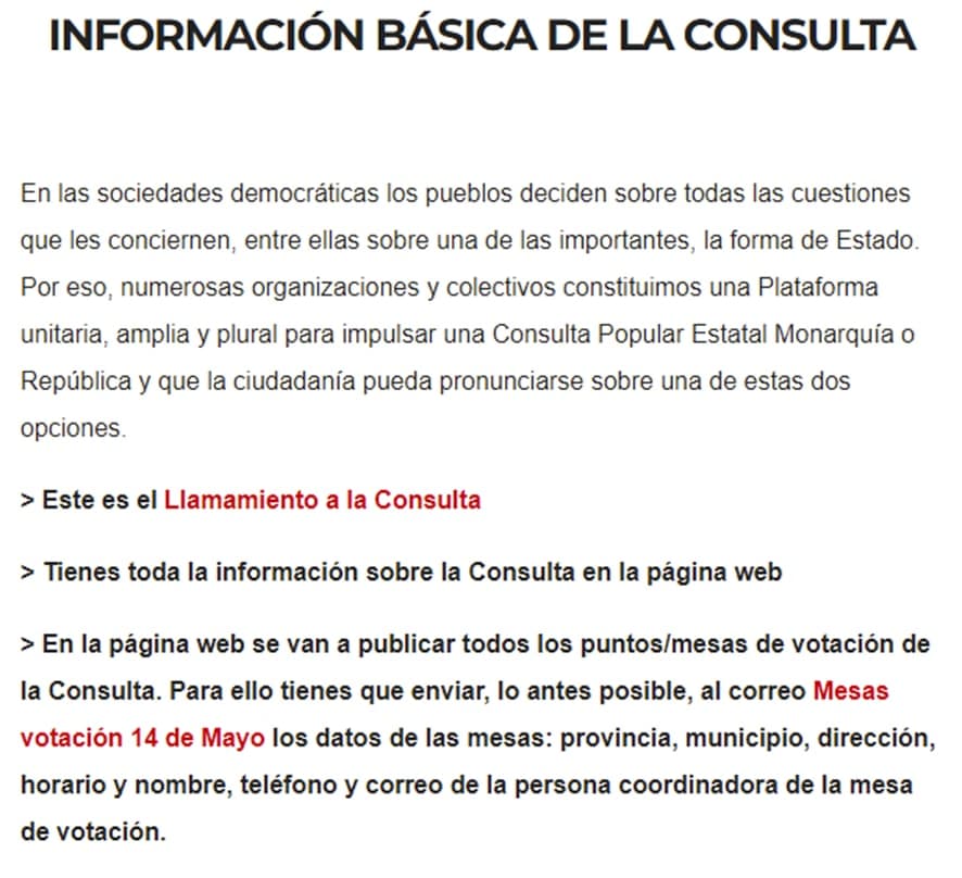 consultaestatal's tweet photo. 🔴  En la página web se van a publicar todos los puntos/mesas de votación. 

🔴  Enviar, lo antes posible, al correo "Mesas votación 14 de Mayo" los datos que indicamos en "Información básica de la Consulta" 👇https://t.co/OP4lFhdYDZ #14Mayo2022

#ConsultaPopularEstatalMoR https://t.co/8hVhbgaKcK