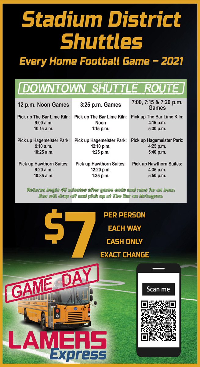Don’t want to hassle with the drive &amp; parking to Packer game. The Bar Lime Kiln has a shuttle that will drop off at The Bar on Holmgren Way pick up times at The Bar Lime Kiln 4:15pm &amp; 5:30pm. CASH ONLY $7 Per Person Shuttle leaves 45 after game from #Thebarholmgrenway