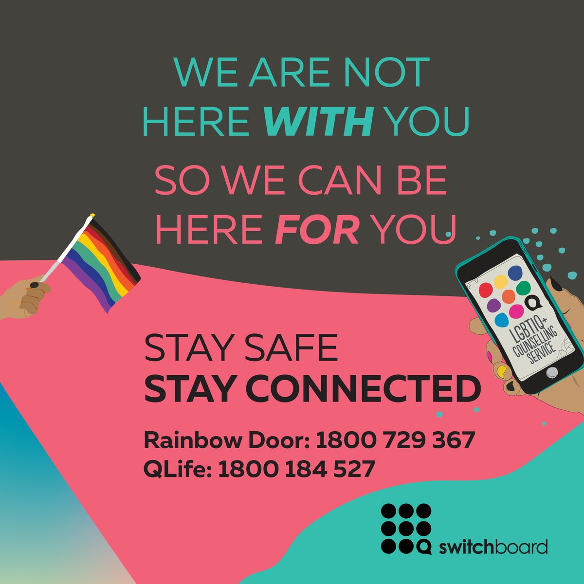 A reminder that while Switchboard won't be there physically at #Midsumma today, we're still here for you. If you're attending the event today, stay safe and stay connected.🌈💛

#Midsumma2022