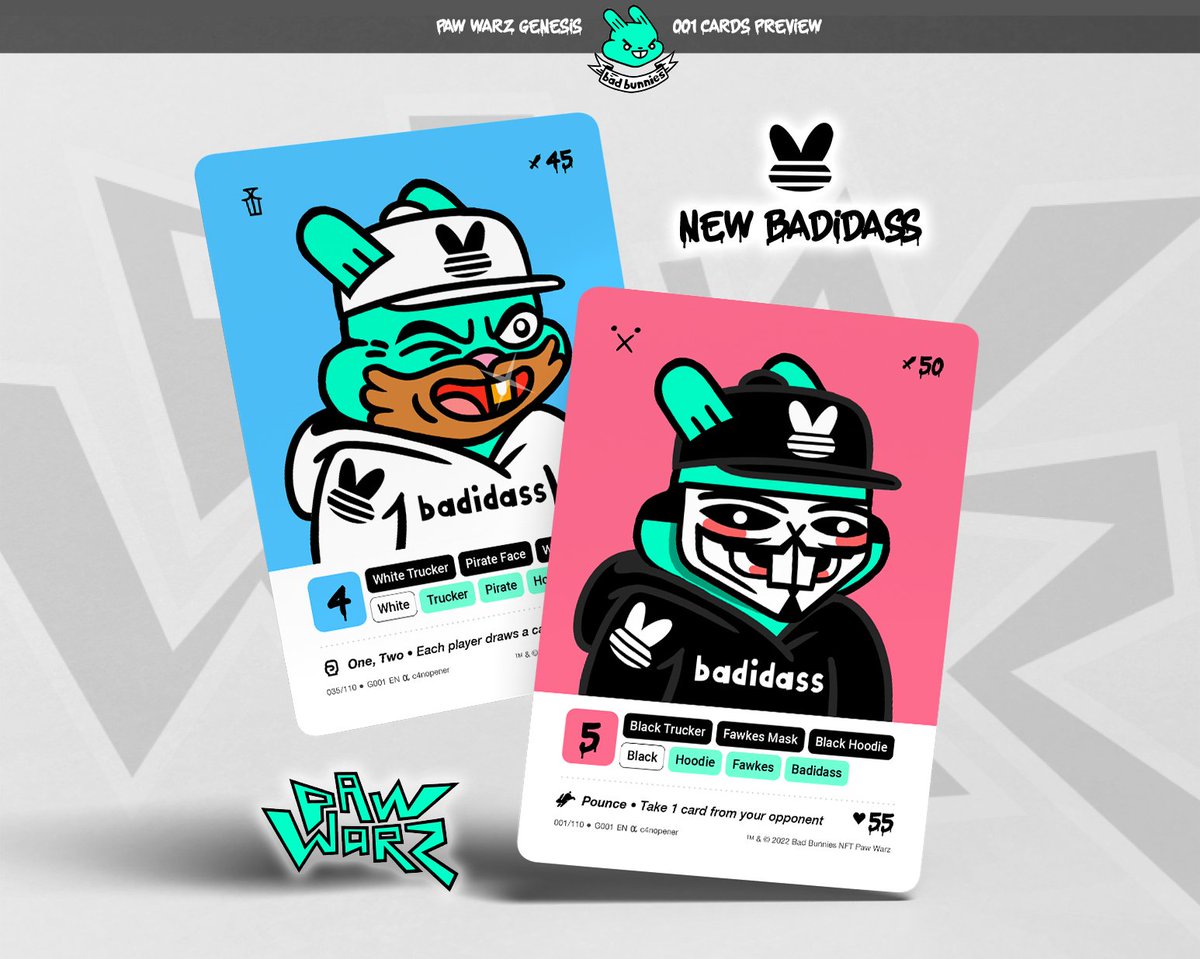 BadBunniesNFT's tweet photo. First sneak peek of official Genesis cards! https://t.co/JqUPDBExYU