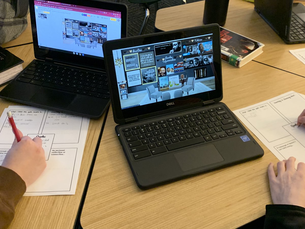 Huff_teach's tweet photo. Ss discussed, learned and analyzed the meaning of celebrating MLK Jr. Day and it effects on us today through his quotes, videos and speeches.  Shout out to Kallas for a meaningful SOAR lesson on MLK Jr. @GVNMSEagles @KallasSteph https://t.co/bw2euyvbKs