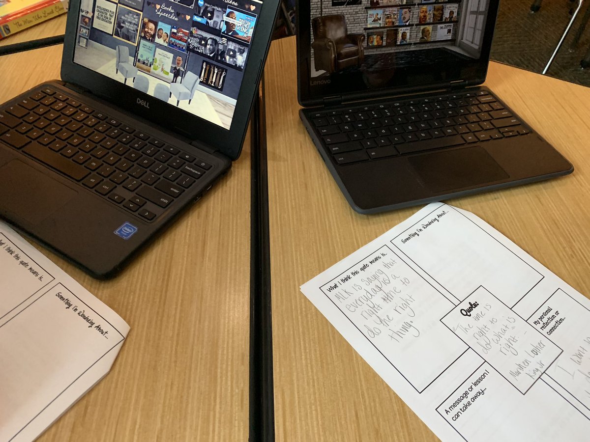 Huff_teach's tweet photo. Ss discussed, learned and analyzed the meaning of celebrating MLK Jr. Day and it effects on us today through his quotes, videos and speeches.  Shout out to Kallas for a meaningful SOAR lesson on MLK Jr. @GVNMSEagles @KallasSteph https://t.co/bw2euyvbKs
