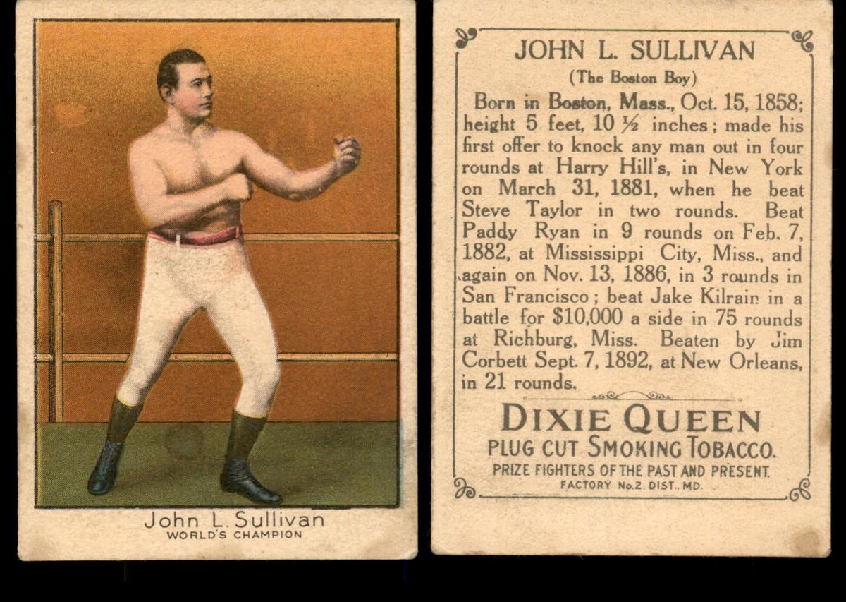 gfgcom's tweet photo. Just added several of the very difficult 1910 T223 Dixie Queen baseball Boxing Cards to inventory including John L. Sullivan‼️ 
#boxing #vintage #sportscards #dixiequeen #rare #heavyweight #boxingcards 
➡️https://t.co/PXyEOczJsP https://t.co/vXotyWdgfv