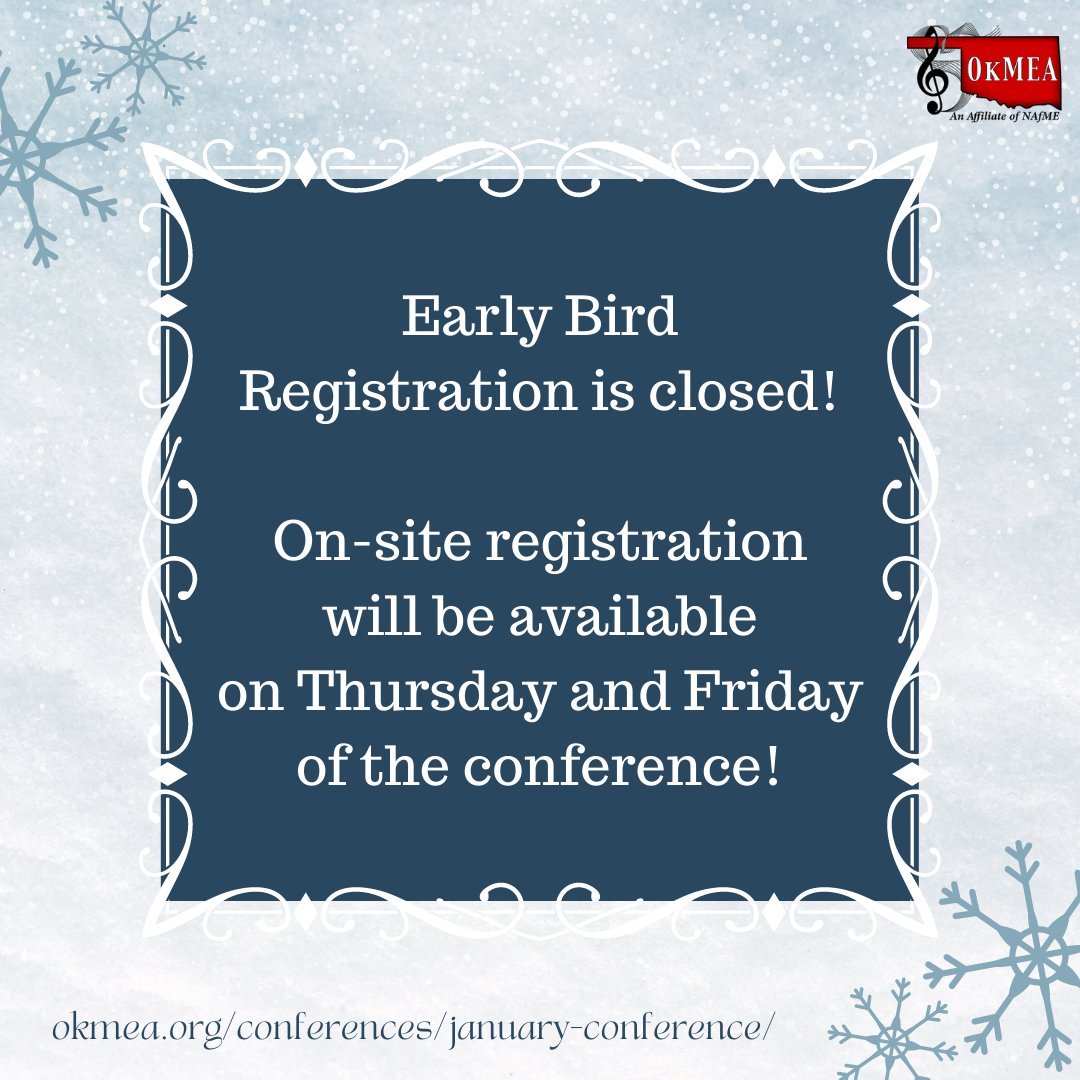 We hope to see you at the 2022 OkMEA Winter Conference! Registration will be available on-site! See you there! #okmea2022