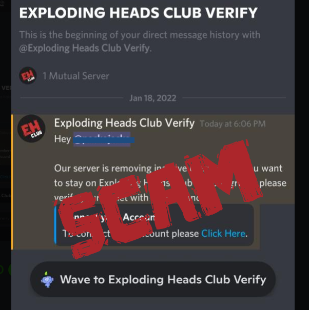 explodinghc's tweet photo. Discord, in their infinite wisdom, decided to make the default setting to ALLOW DM'S FROM RANDOS in mutual servers.

In Discord: User settings -> Privacy &amp; Safety -> disable "Allow direct messages from server members"

🚨DO NOT CLICK ANY LINKS even if it "looks legit" #NFT #NFTs https://t.co/BJiypzC6rz