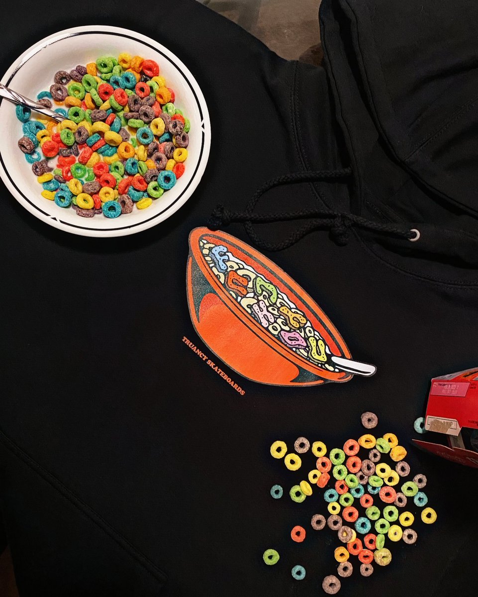 TruancySB's tweet photo. Cartoons &amp; Cereal Hoodie is now Available! All orders of the hoodie revieve a free Truancy Skateboards Cereal Box Sticker! Go grab yours now! https://t.co/8syBfVmuwk