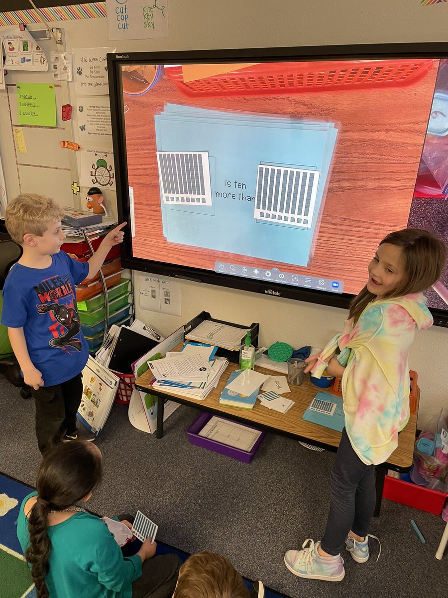 We used the strategy Find Your Match to find a number that was 10 more than or 10 less than our number. Then we explained why we were a match. Thanks for making the cards @MissMontano #webbstudentdiscourse <a href="/webbcubs/">Webb Cubs</a> #webblc