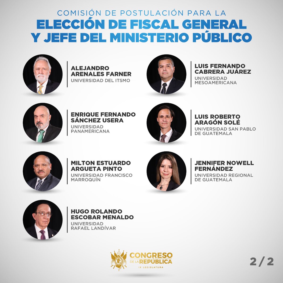 CRSJusticia's tweet photo. El @CongresoGuate juramentó hoy a los integrantes de la #ComisiónDePostulación para la elección de Fiscal General y Jefe del @MPguatemala. https://t.co/aqDJeVExyp