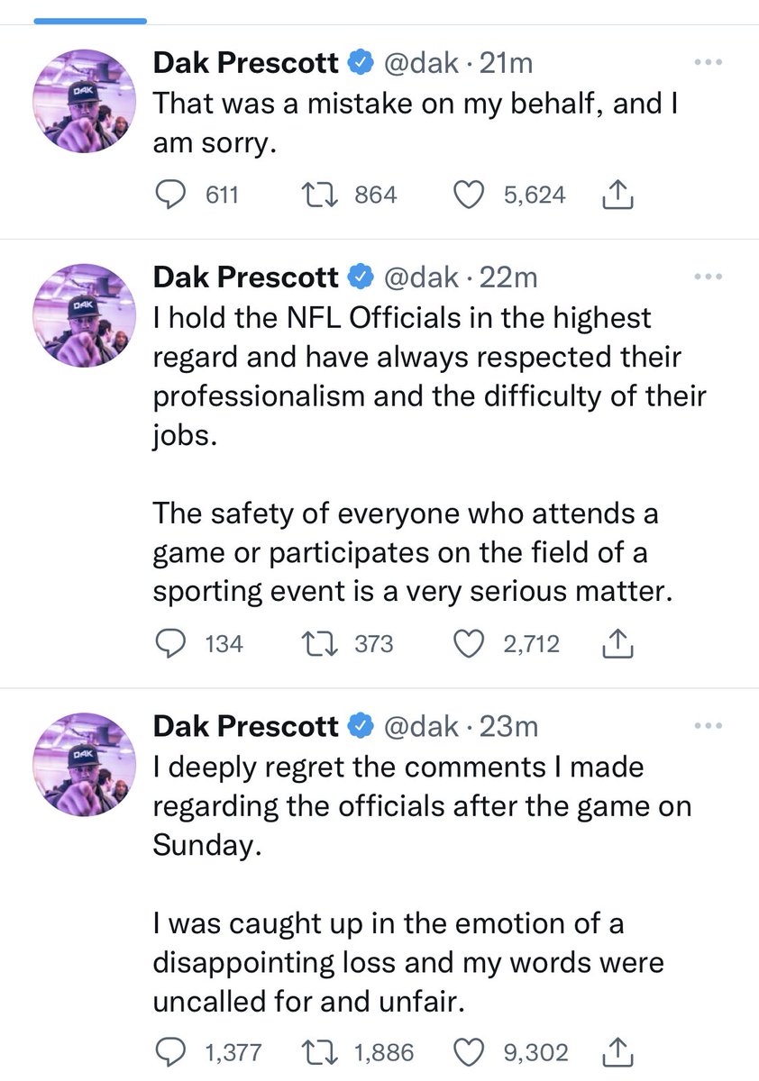 Dak Prescott tweets an apology for his postgame comment about fans ...