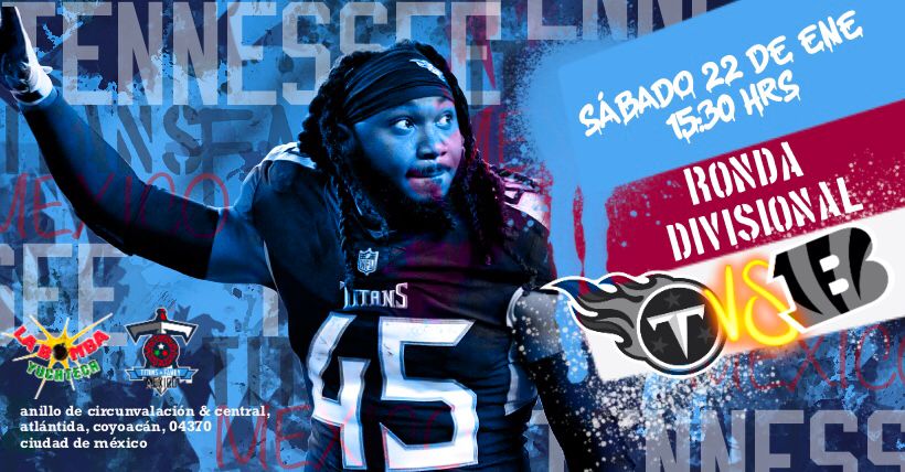 #DivisionalRound 
#PlayoffsNFL

Llego el momento de la verdad

Juego donde no hay mañana, margen de error y lo único que importa es W

Seremos anfitriones de #RuleTheJungle y el mejor lugar para vivirlo sin duda <a href="/labombayucateca/">La bomba yucateca</a> en compañía de #TitansFamilyMexico 

Los esperamos