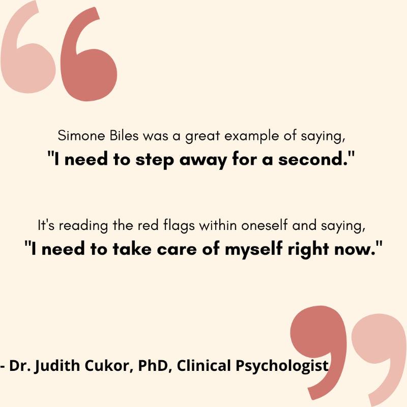 shesthinkingco's tweet photo. @Simone_Biles withdrawal from the 2020 #Olympics was inspiring to many. We cover what it meant to us in our 2nd episode of our #mentalhealth series. This is what Dr. Judith Cukor, our guest expert in clinical psychology, had to say about it! #simonebiles #phd #graduatestudent