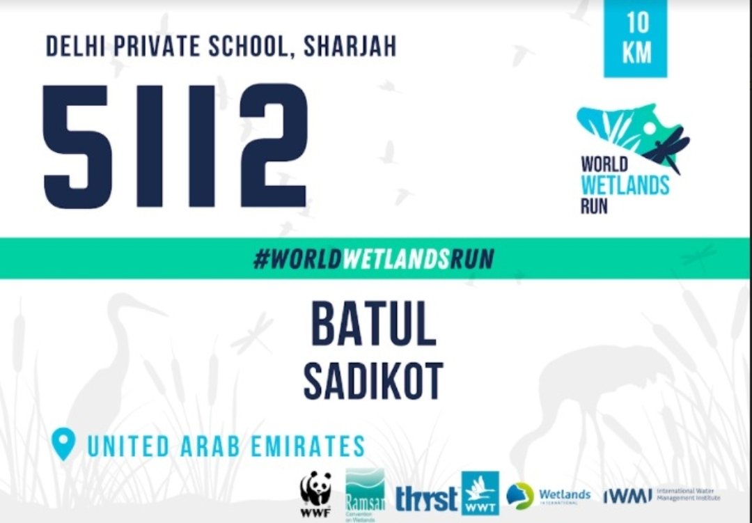 batul76's tweet photo. I have signed up for the World Wetlands Run from 2nd-5th February 2022. Please join me, and when you sign up.
Sign up here: https://t.co/5f2ZzSzvZE
@DPS_Sharjah @minaguli @MeganD001 @Thirst4Water https://t.co/ITBvIWEcx5