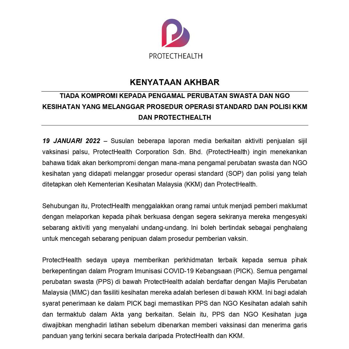 Vaksin COVID-19 🇲🇾 (@JKJAVMY) Twitter