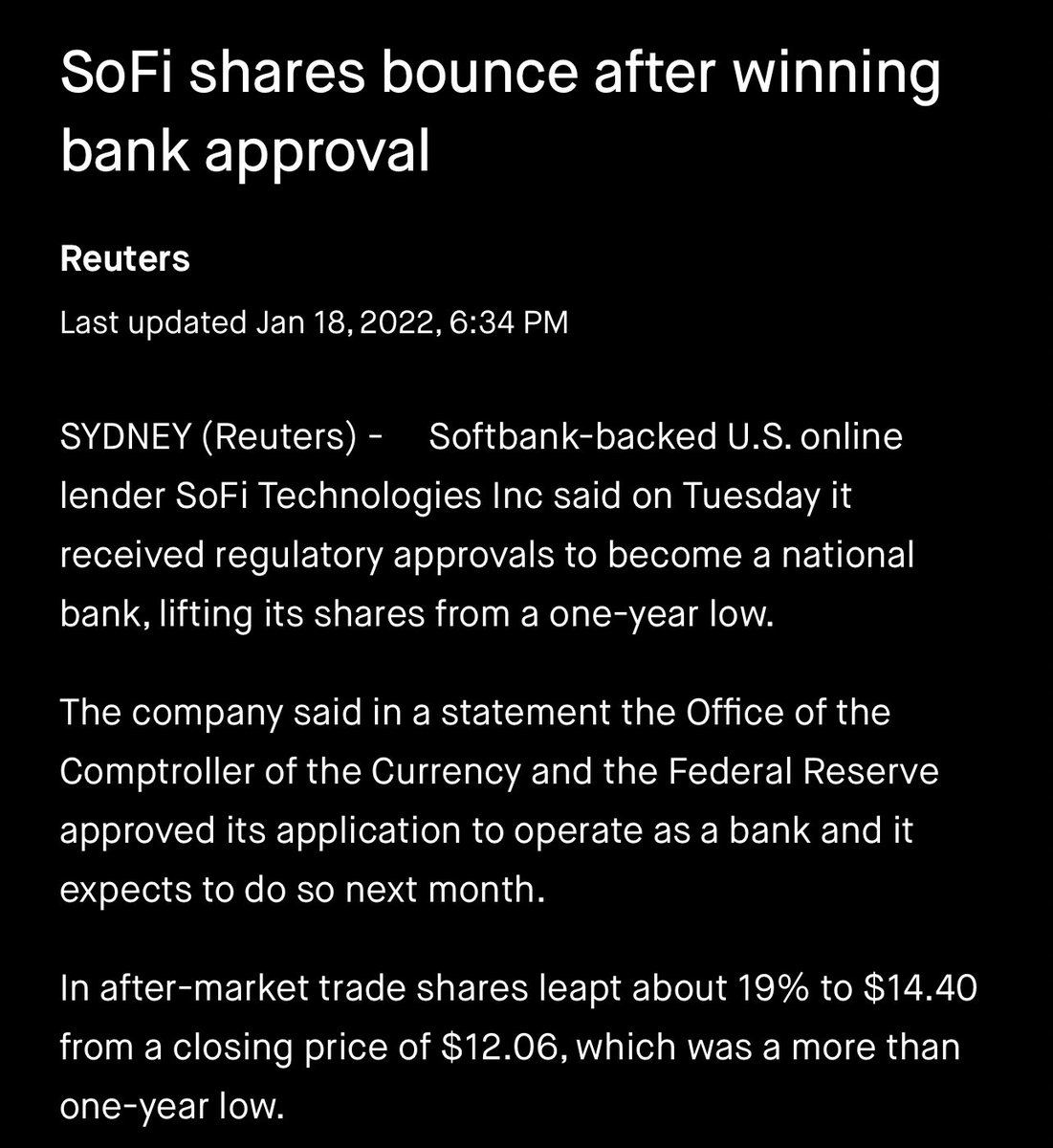 KingTrader98's tweet photo. $SOFI Becoming a NATIONAL BANK 📰🏦💵
Expected to operate as a Bank next month 🚀 https://t.co/XPlrEQMvp2