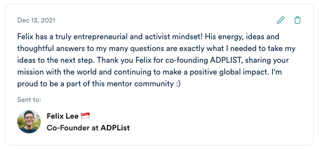 i_ermi's tweet photo. @ADPList Here's my review 🌟🌟🌟🌟🌟 https://t.co/tWbPHRSBqI