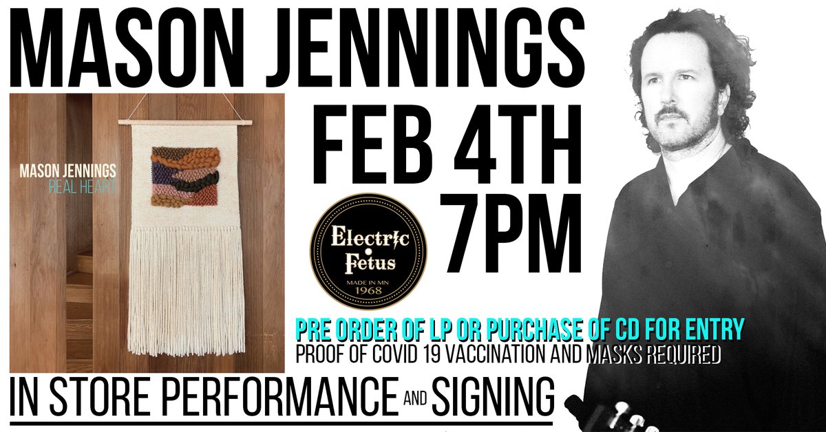 Get your @masonjennings pre-order in to join us for special set and signing from Mason on Fri. Feb. 4th! electricfetus.tuneportals.com/NewsItem/9908