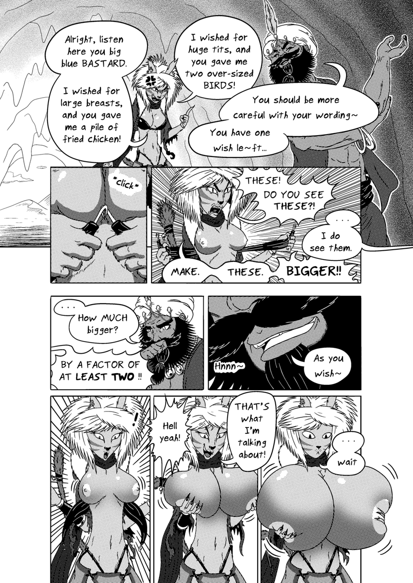 Dachimotsu's tweet photo. Cam finds a genie and gets three wishes. :P
This was posted over two weeks ago on my SubscribeStar! Follow me there for earlier access to my work!
#nsfw #furry #expansion #inflation #inflationart #gangbangers #DnD #dndart #dndnsfw #dndcomic https://t.co/pOZiHFlvme