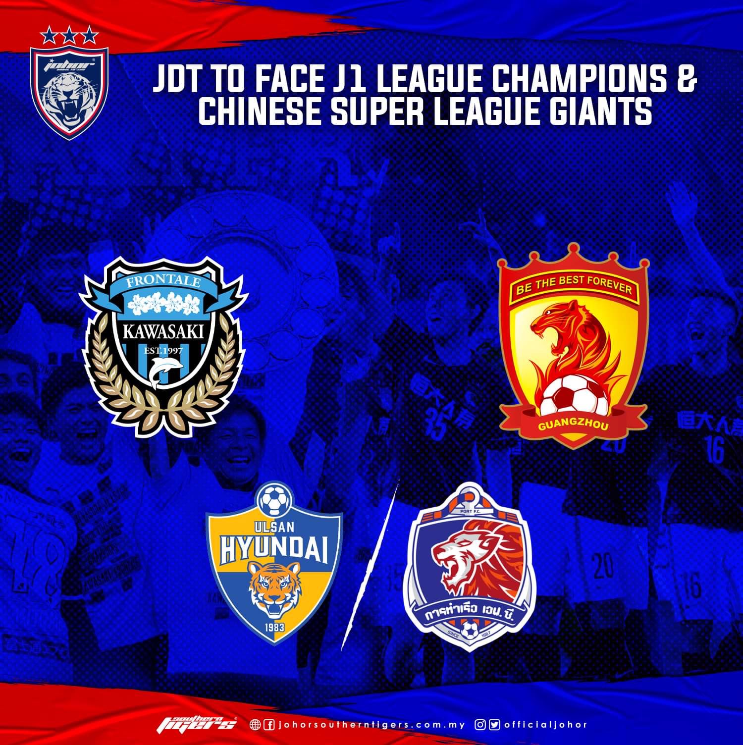 Johorsoutherntigers Jdt To Face J1 League Champions Amp Chinese Super League Giants Johor Darul Ta Zim Fc Jdt Have Been Drawn Into Group I Of The Afc Champions League And Will