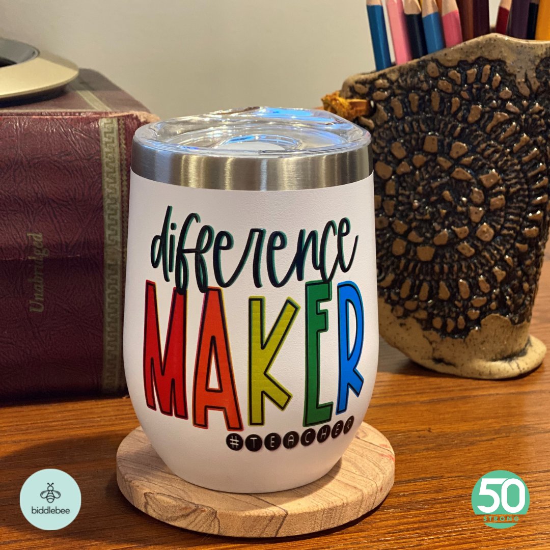 Be50Strong's tweet photo. It’s time to “Wine” down after a jammed-pack day in the classroom.
Cheers to all those difference-makers! 

https://t.co/Nv8dHjF92F

#teachers #teachergift #differencemaker #winetumbler #Biddlebee #Be50Strong #50Strong https://t.co/1QI1DPYLg7