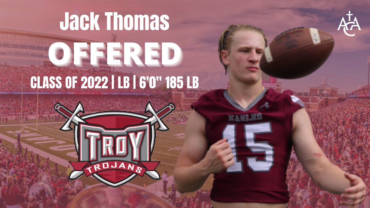 Congrats to Jack Thomas (class of 2022) on his PWO offer to play football at Troy! <a href="/15jack_thomas/">jack thomas</a> #acafootball