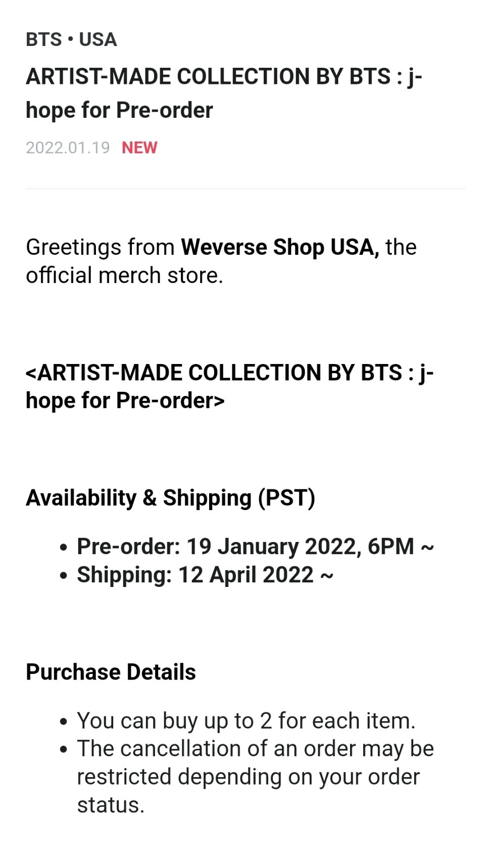 BTS ARTIST-MADE COLLECTION BY BTS [J-HOPE] SIDE BY SIDE MINI BAG