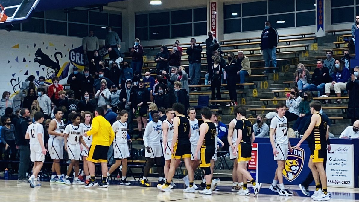 AHSActivityDept's tweet photo. Varsity Cougars win it 69-60 over Lutheran South.  Great game by both teams. Thanks to the Affton Pep Band for creating a great atmosphere!
@STL_SportsNews https://t.co/4nUAdThuUb