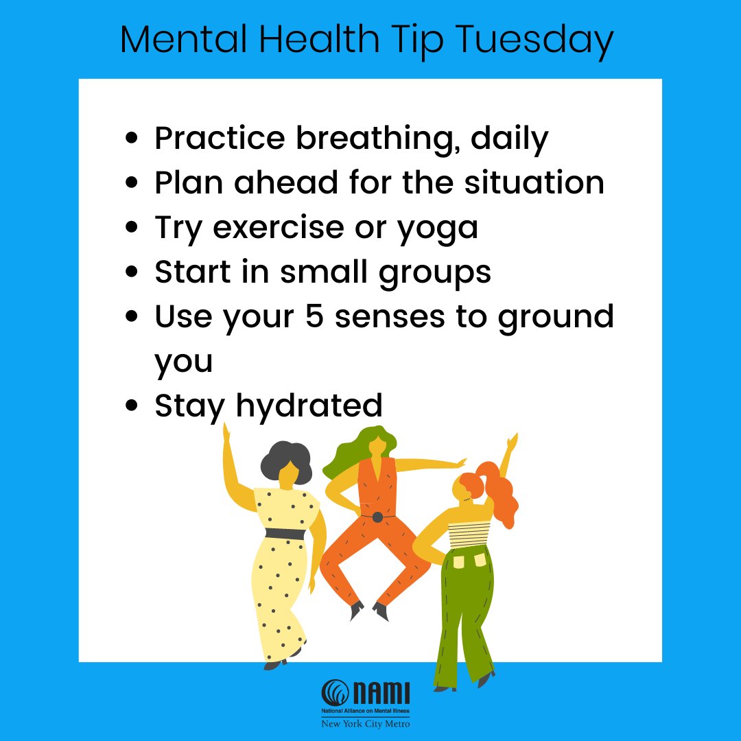 NAMINYCMetro's tweet photo. Everyone gets nervous in certain social situations. But if you have social anxiety disorder, everyday events can be extra challenging. How do you handle these situations?  #mentalhealthawareness #mentalhealth #FamilyCaregiver  #Caregivers #TuedayTips https://t.co/Sikx3wHOte