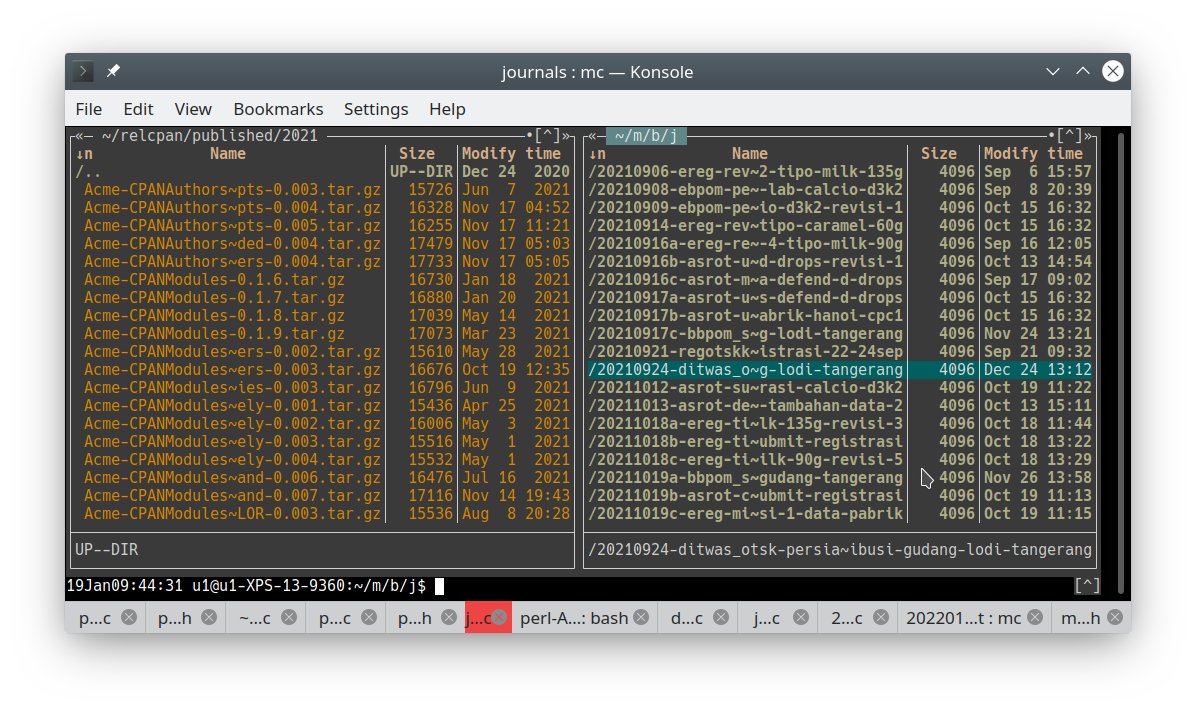 perlancar's tweet photo. After over a decade of use, it's only yesterday that I found out by accident #midnightcommander can be switched from dual vertical pane to dual horizontal lane. Very nifty for long file names. Alt-[,]. It's like suddenly finding out your partner can... okay won't go there. https://t.co/UJZU0DIAUP