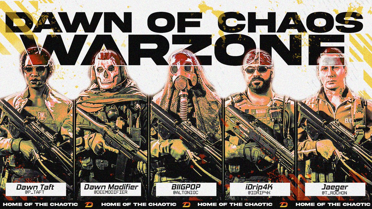 DawnofChaos_'s tweet image. Welcome Home boys! 👑👑

Our official warzone team for the 2022 season!🌆

🟠 @P__Taft 
🟠 @deemodifier 
🟠 @AltonioC 
🟠 @iDrip4K 
🟠 @t_rochon 

#DawnRising #HomeoftheChaotic

Powered by @InnovatedGear @ShockedEnergy @KillerJerkyCo