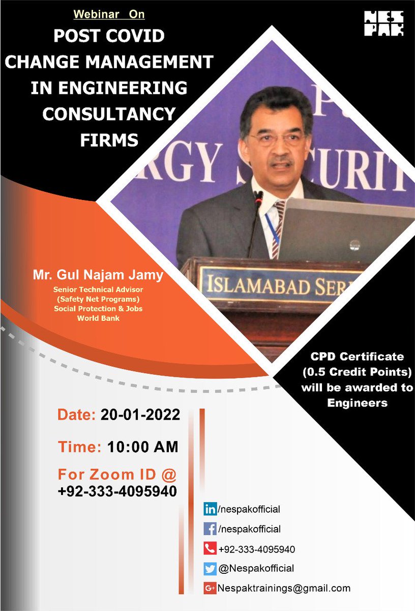 For zoom link and Zoom Id please Email @ nespaktrainings@gmail.com or WhatsApp @ 0333-4095940