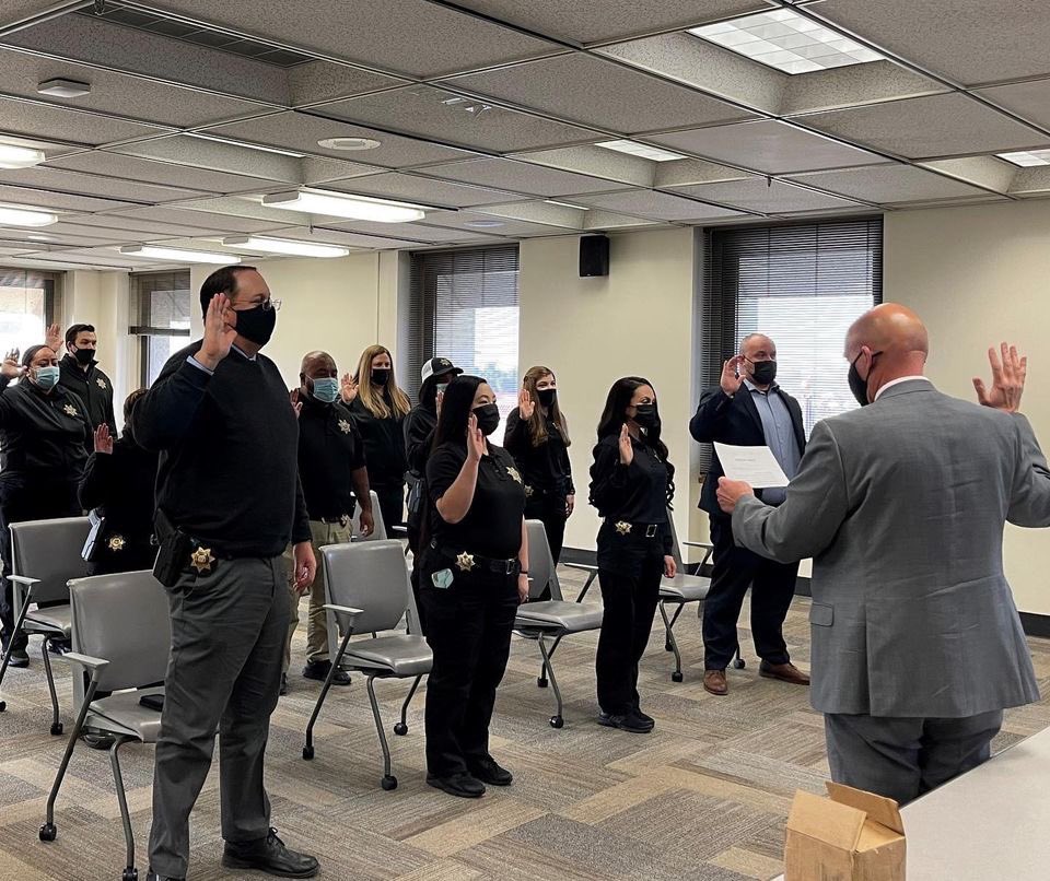 Swearing In Ceremony at @sjcprobation today. Huge congratulations to all the new, and newly-promoted, Probation Officers. Families and friends that were connected virtually made the event extra special! #sjcprobation #increasingpublicsafety #supportingvictims #reducingrecidivism