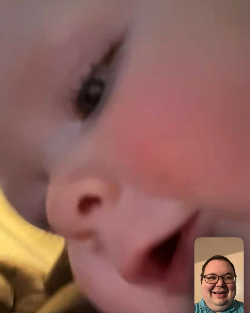 anthonysb's tweet photo. This is how an (almost) 6-month old FaceTimes with his Dad. Haha! https://t.co/oXWs5Mo0LK https://t.co/ZaXJQXEWM5