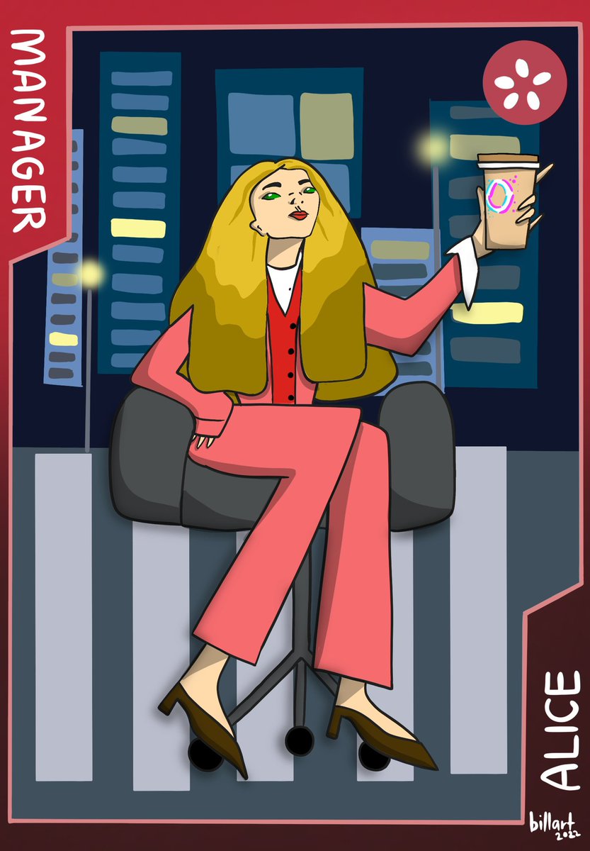 sebaswan2's tweet photo. Meet Alice of @officelandgame . fanart of one of my favorite nft #PlayToEarn  game in @WAX_io #nft https://t.co/2SDwdcGFiM