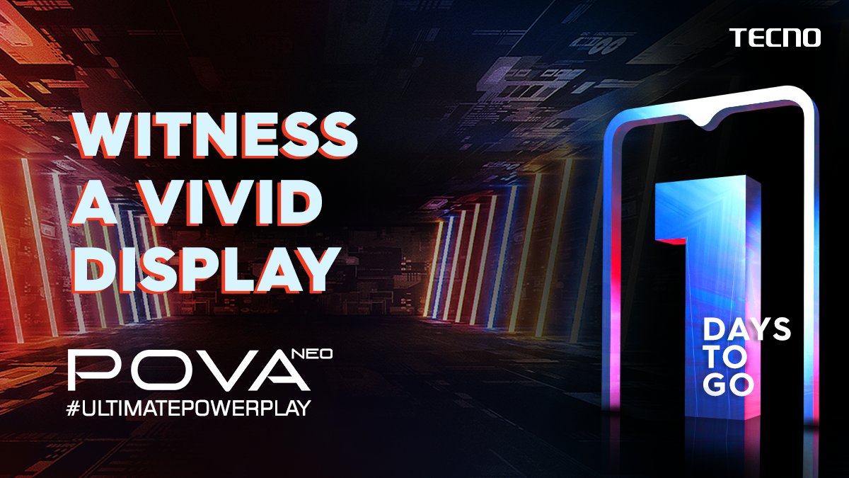 TecnoMobileInd's tweet photo. Just 1 more day to go! #UltimatePowerPlay unleashing tomorrow. 

#TECNO #ComingSoon #StayTuned #POVANEO https://t.co/42ak1iCiJ1