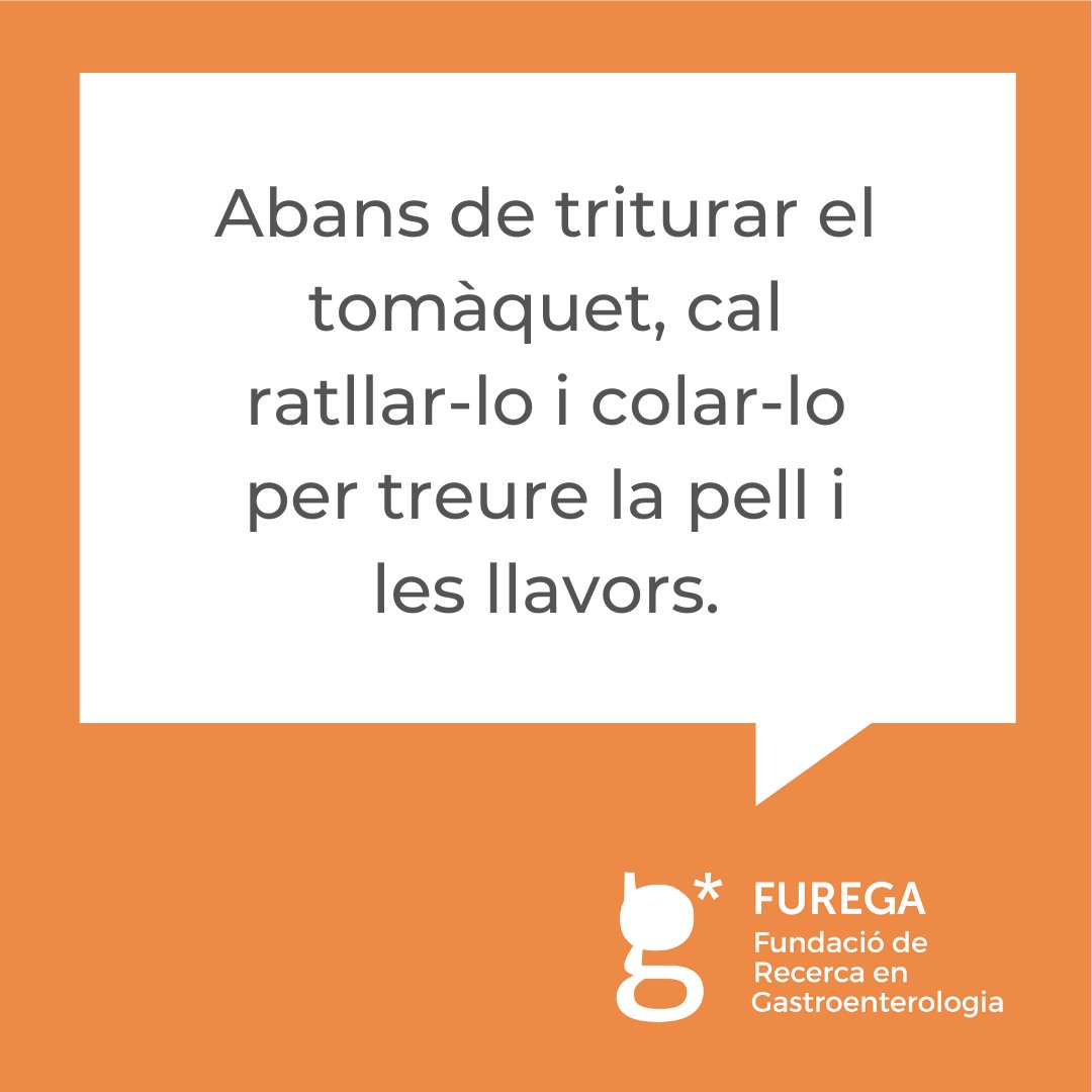 Consell per a ambdues textures C i E 🍅
-----
Recorda que pots demanar al teu professional de la salut que et faciliti el receptari complet de Fundació Furega furega.com