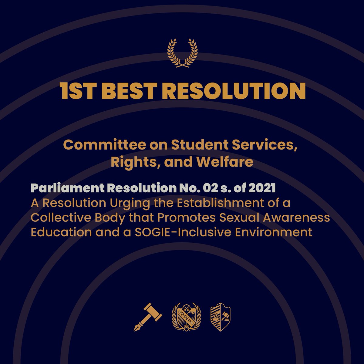 theateneopar's tweet photo. Following the success of the delegates' parliamentary journey, we will now acknowledge the committees who excelled in materializing their advocacies. 👨‍⚖️

#TheAteneoParliament delightfully presents the Top 3 Ateneo Parliament Resolutions! ✨

Congratulations to the winners! https://t.co/7Vp9OqwHbj