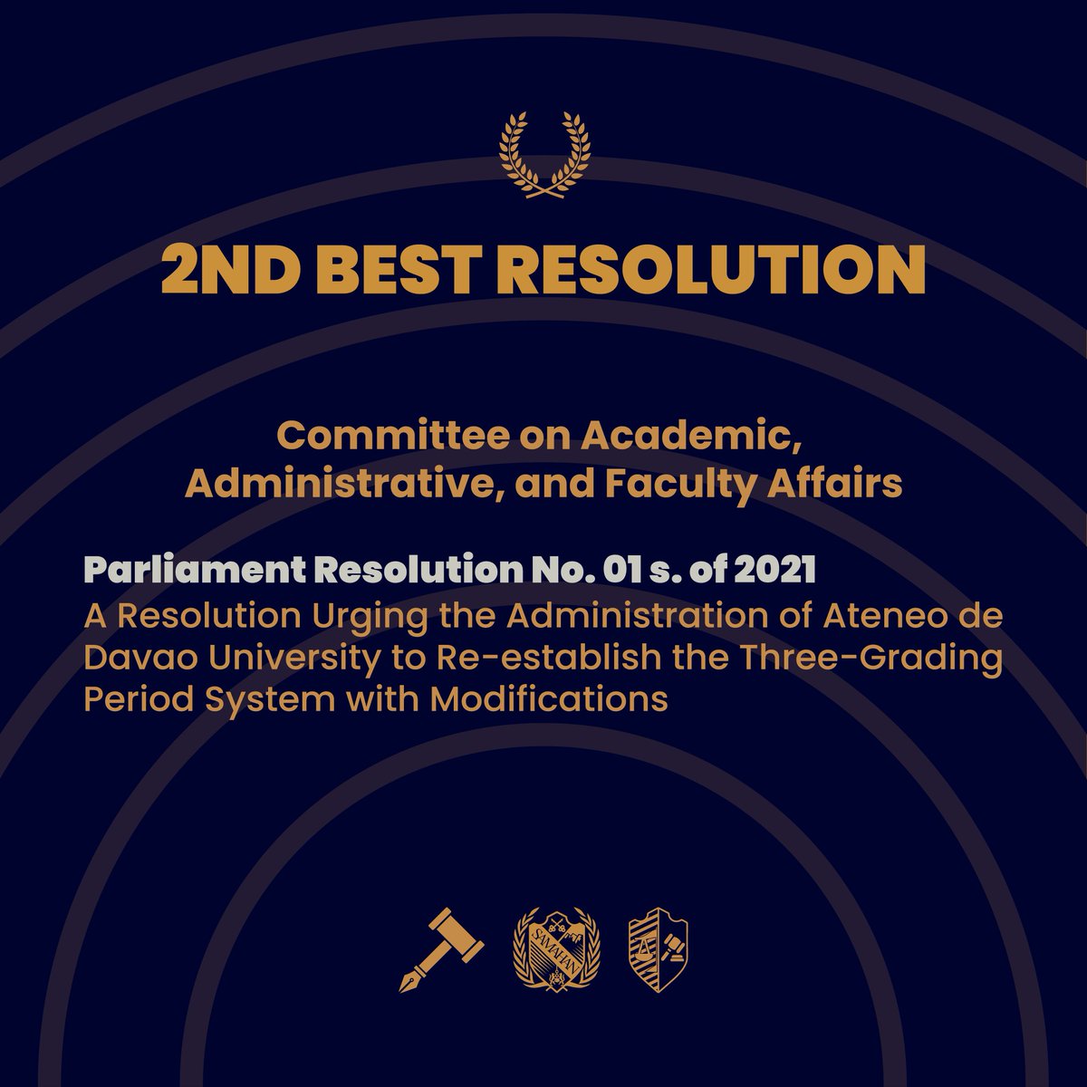 theateneopar's tweet photo. Following the success of the delegates' parliamentary journey, we will now acknowledge the committees who excelled in materializing their advocacies. 👨‍⚖️

#TheAteneoParliament delightfully presents the Top 3 Ateneo Parliament Resolutions! ✨

Congratulations to the winners! https://t.co/7Vp9OqwHbj