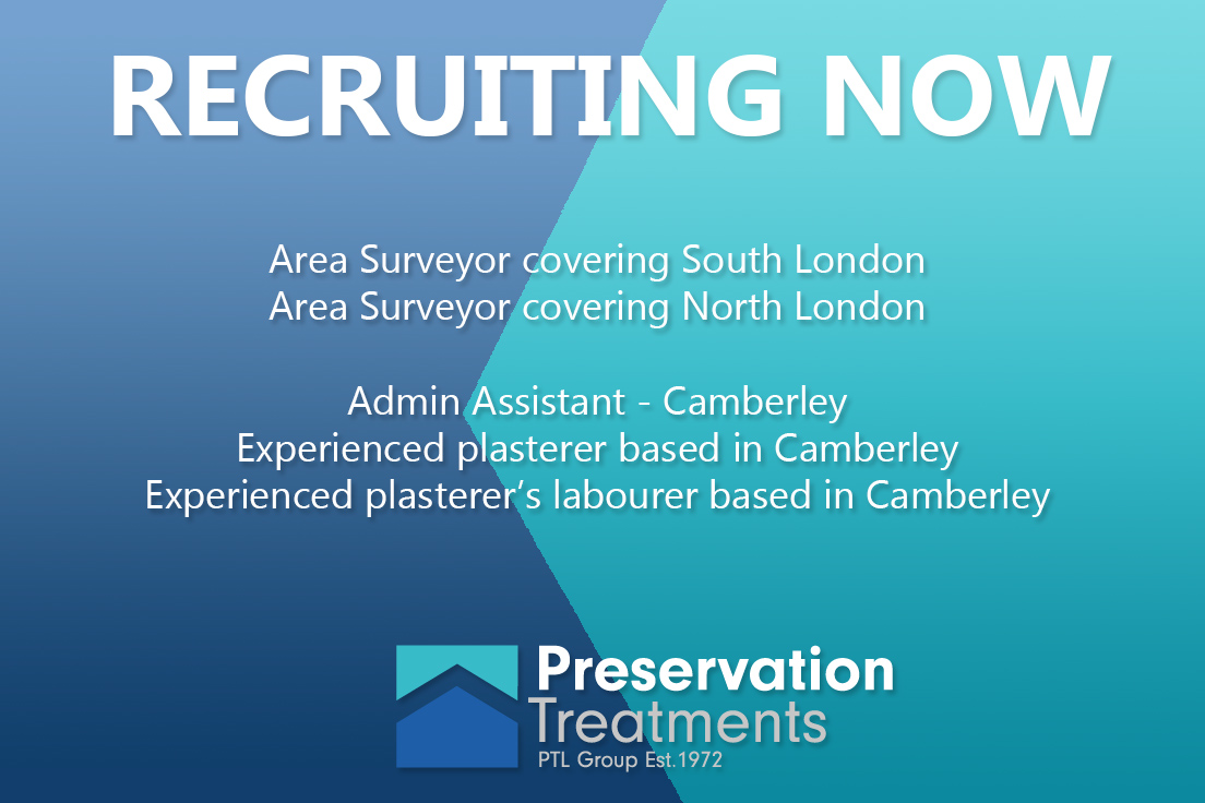 Due to our continued success and expansion we have several vacancies within our Group 
please reply with your cv to:
info@preservationtreatments.co.uk;
#experts since 1972