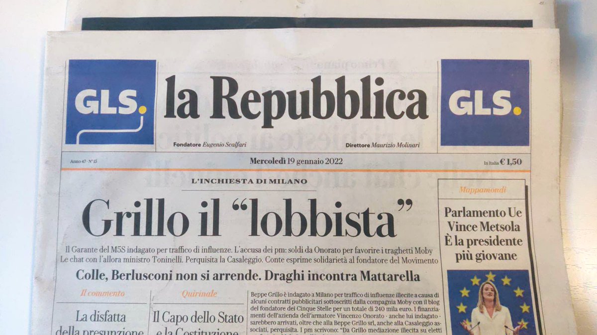 Benvenuto fra noi! 😂
“Grillo il lobbista” da <a href="/repubblica/">Repubblica</a> 

PS: per noi non è un insulto, anzi. E a Repubblica fanno finta di non capire cosa faccia davvero un lobbista. Lo sanno bene invece, visto che parlano coi lobbisti tutti i giorni!