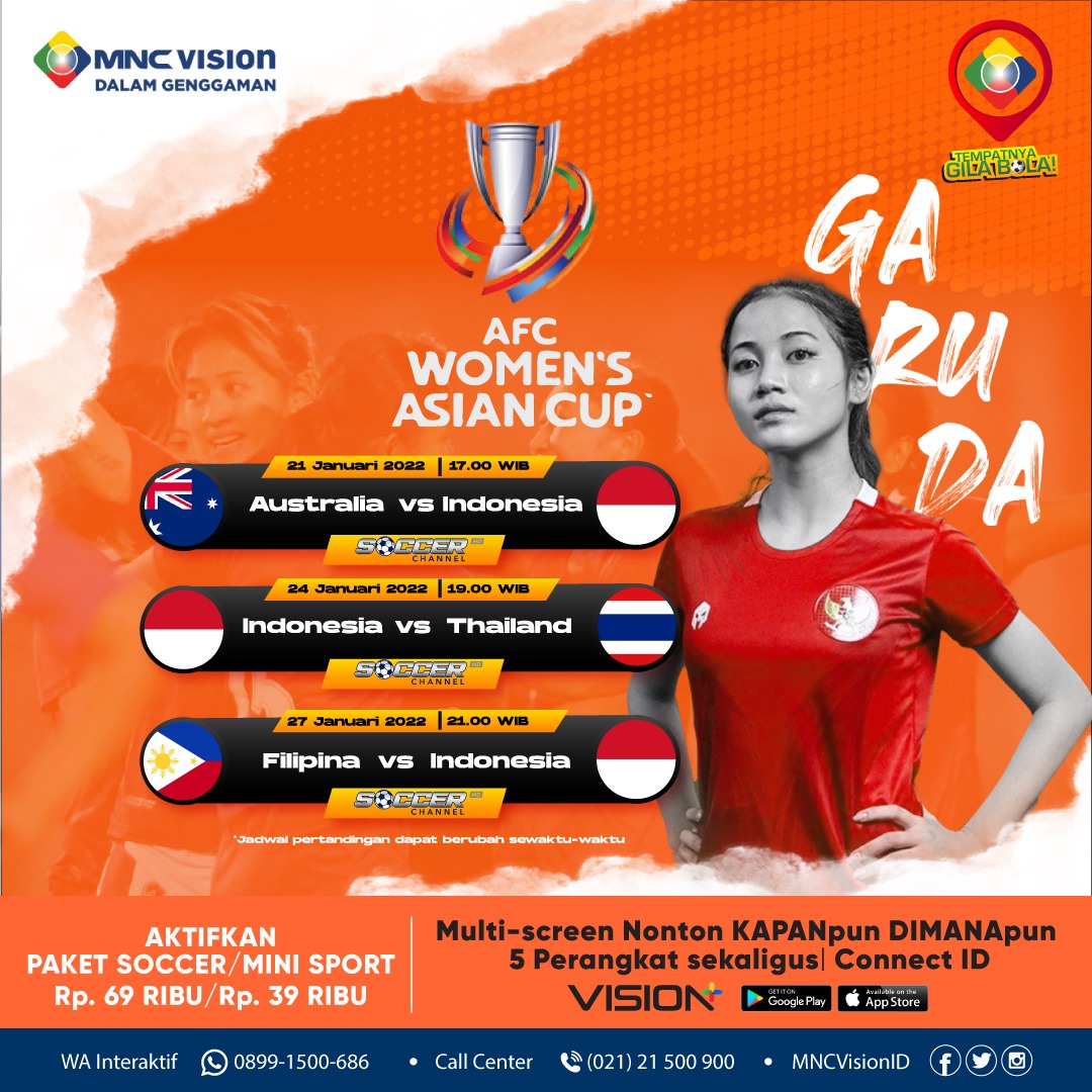MNCVisionID's tweet photo. Siap-siap untuk AFC Women’s Asian Cup 2022 di PESTANYA GILA BOLA!

Yuk, dukung semua perjuangan Garuda Pertiwi dengan menyaksikan pertandingan secara LANGSUNG di Soccer Channel &amp; MNC Sports dengan kualitas HD hanya di MNC Vision!📺

Berlanganan Sekarang!
https://t.co/2S24NSD2Py https://t.co/8lMPCxsxZN